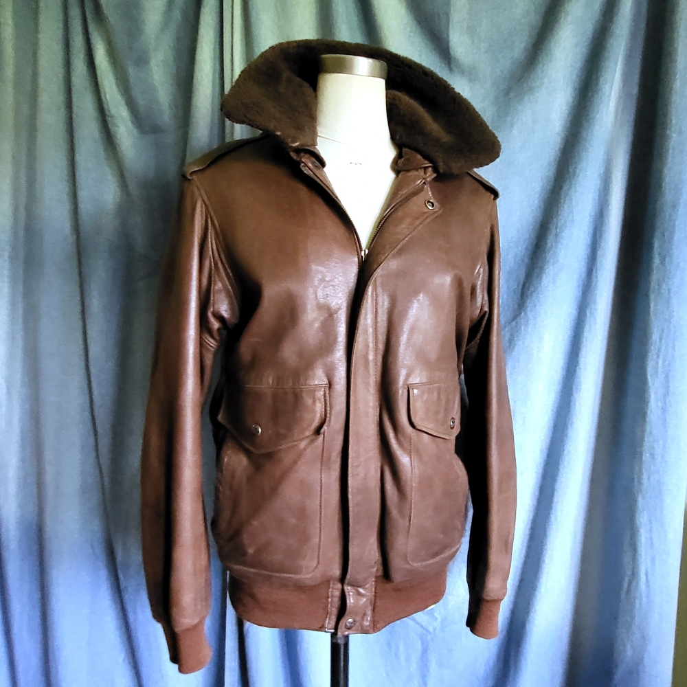 Brown Bomber Jacket with Hood and Ribbed Cuffs